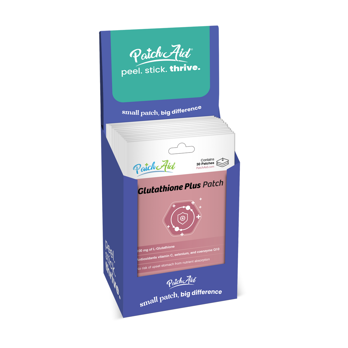 Glutathione Plus Patch - Antioxidant & Detox Support: 12-Pack with Display Case