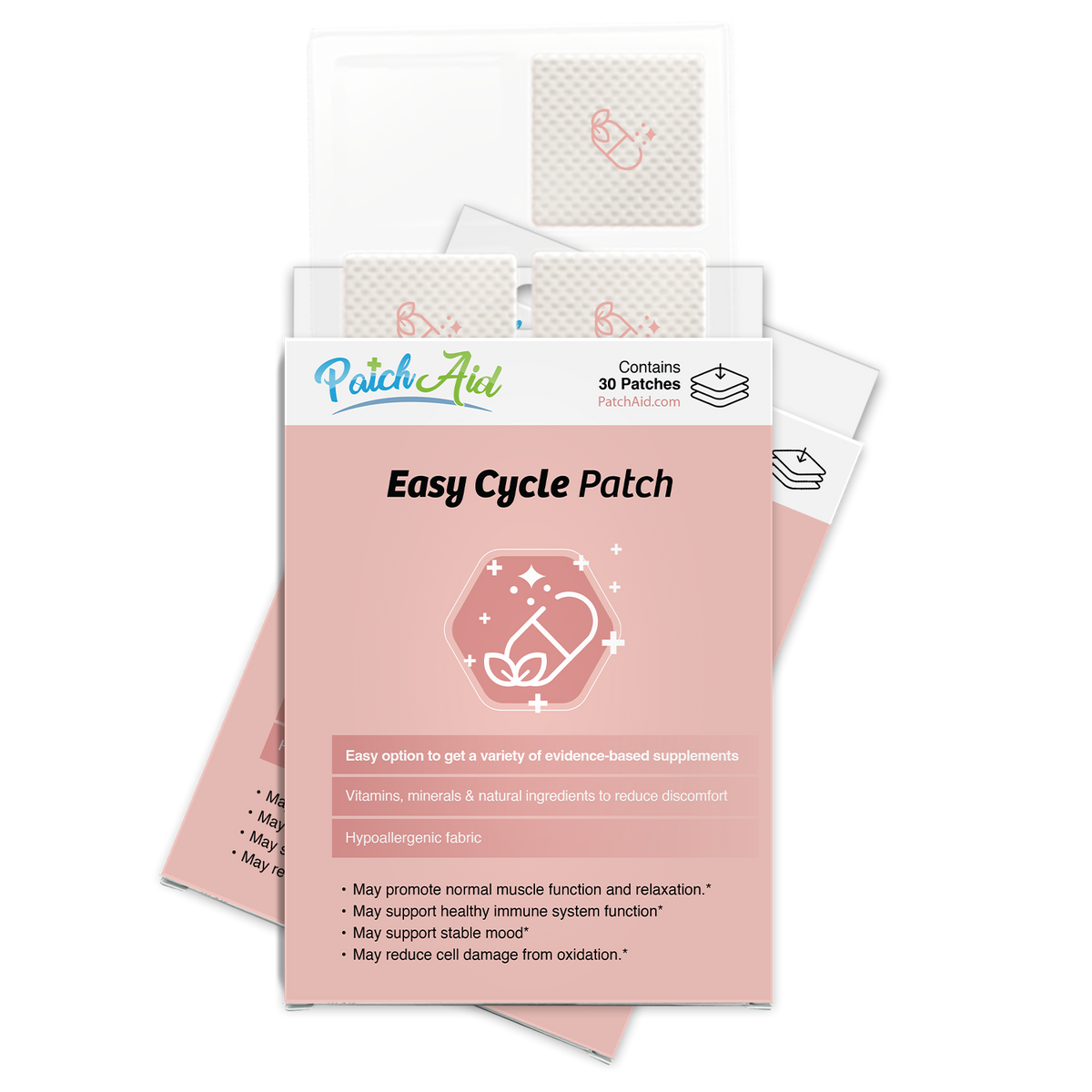 Easy Cycle Patch - Menstrual Relief & Hormone Support: 12-Pack with Display Case