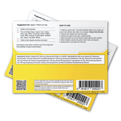 B12 Energy Plus Vitamin Patch - Energy & Mood Support: 12-Pack with Display Case