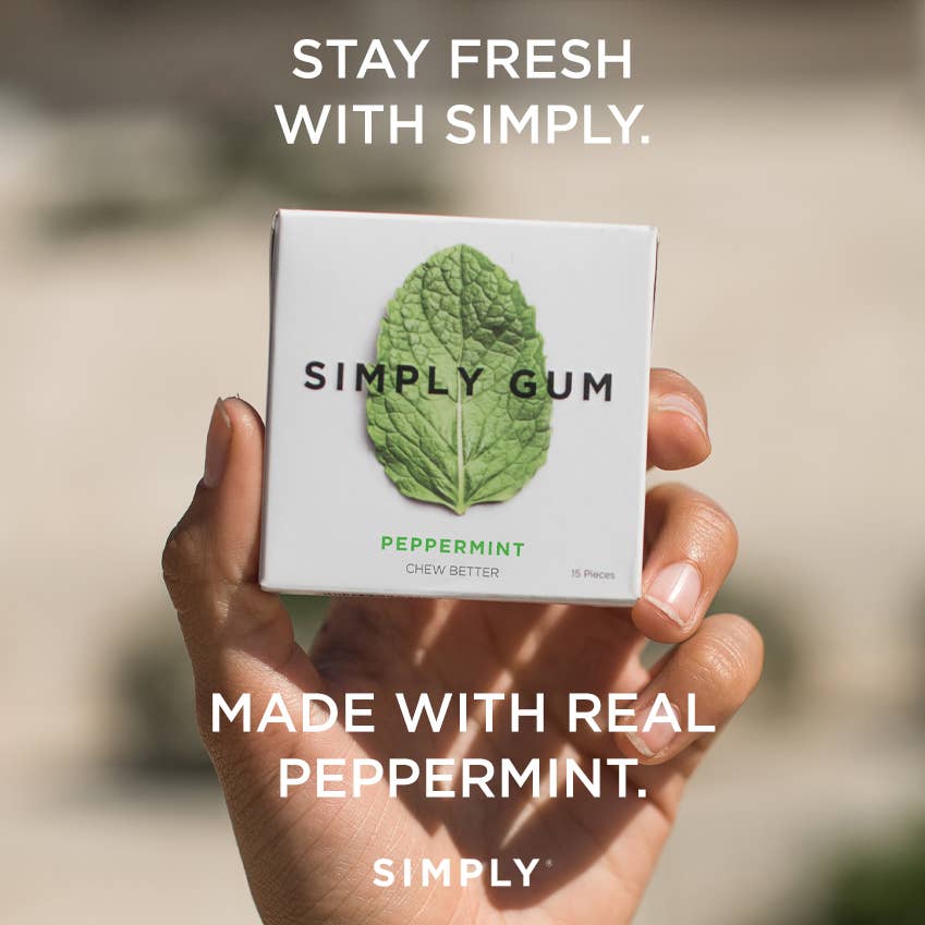 Peppermint Chewing Gum - Natural + Plastic-Free | 12 Pack