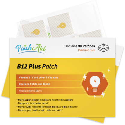 B12 Energy Plus Vitamin Patch - Energy & Mood Support: 12-Pack with Display Case