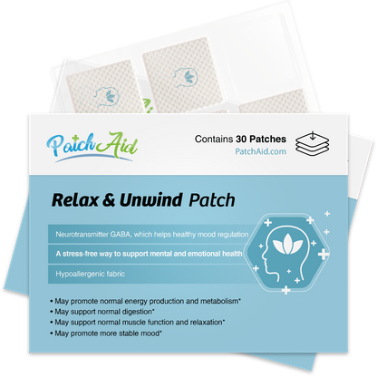 Relax & Unwind Patch - Stress Relief & Relaxation Support: 12-Pack with Display Case